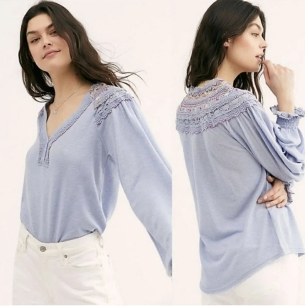 Free People Boho Embroidered Top Size S